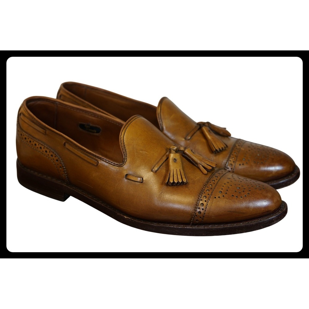 Allen Edmonds Jermyn Mens Tassel Loafers 10.5 B Tan Leather Dress Shoes 5057 USA
